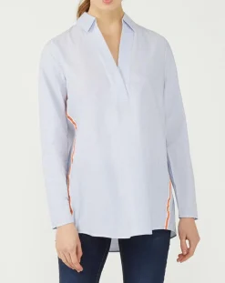 Blouse Popelin rayée bleue