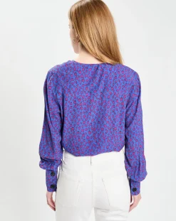 Blouse Print Tori bleu/violet