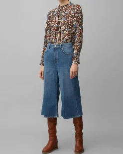 Blouse Romantique Fleur marron/multicolore