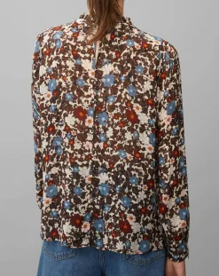 Blouse Romantique Fleur marron/multicolore