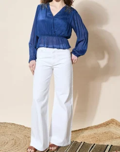 Blouse satinée Airbag bleue