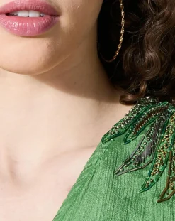 Blouse satinée Airbag verte