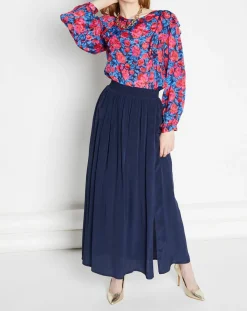 Blouse satinée Lexa rose/bleu