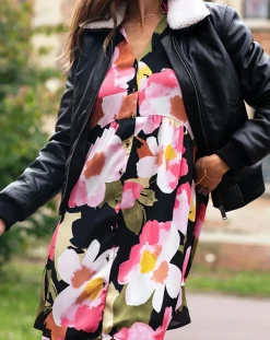 Blouson Aviateur en Cuir Zola noir