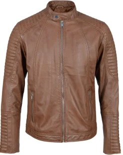 Blouson Biker en Cuir Juda cognac
