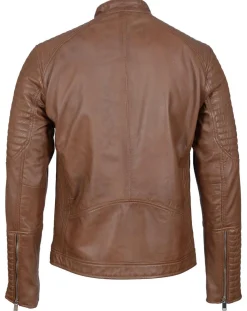Blouson Biker en Cuir Juda cognac