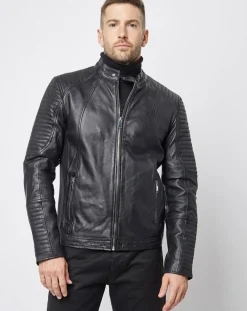 Blouson Biker en Cuir Juda noir