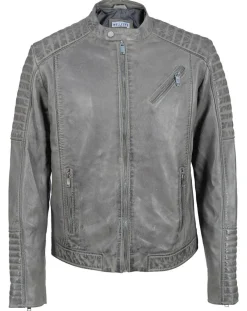 Blouson Biker en Cuir Junior gris