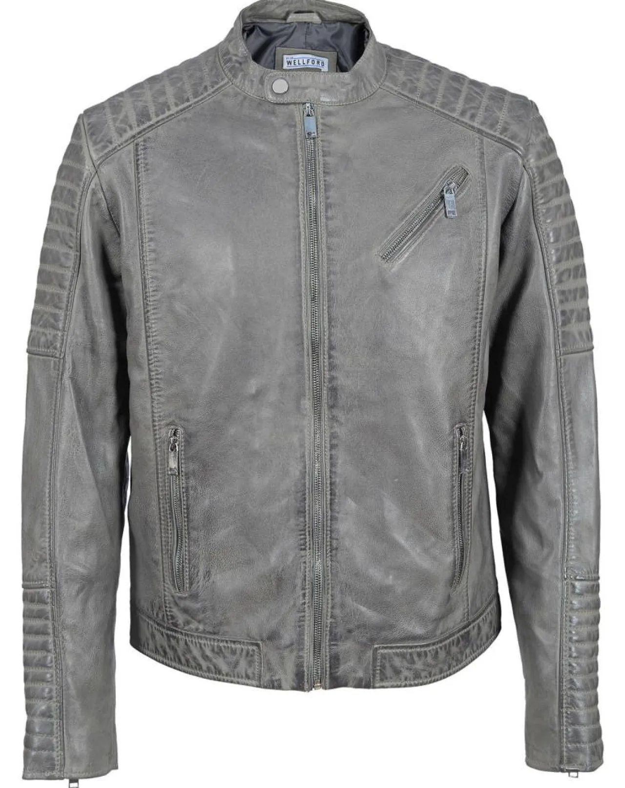 Blouson Biker en Cuir Junior gris