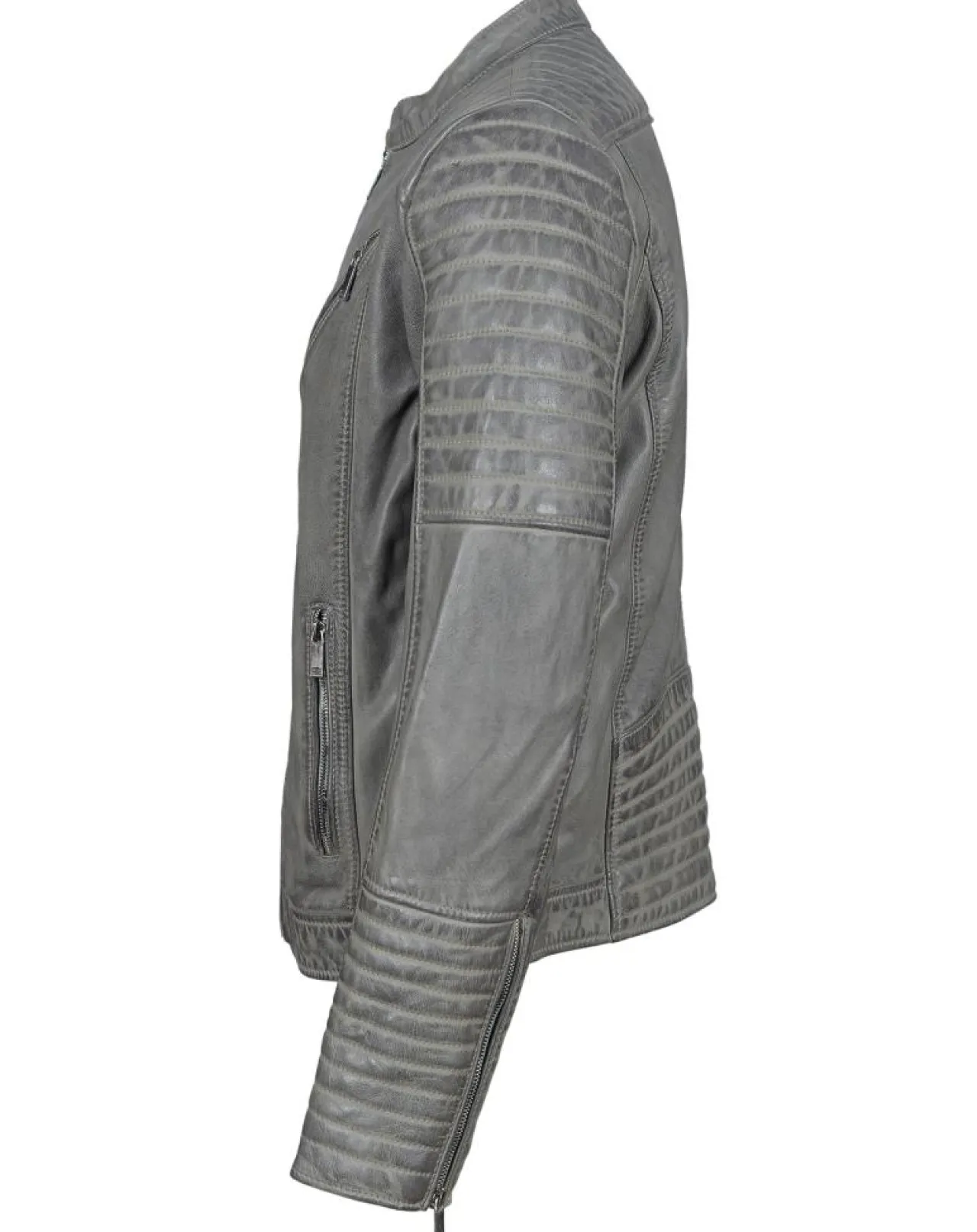 Blouson Biker en Cuir Junior gris