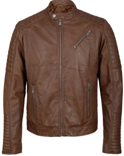 Blouson Biker en Cuir Junior cognac