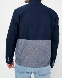 Blouson bimatière denim Tilos bleu marine