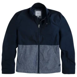 Blouson bimatière denim Tilos bleu marine
