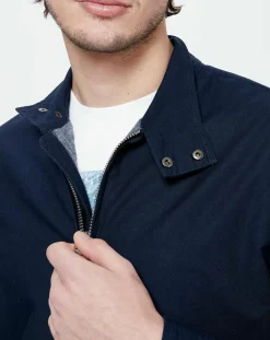 Blouson bimatière denim Tilos bleu marine