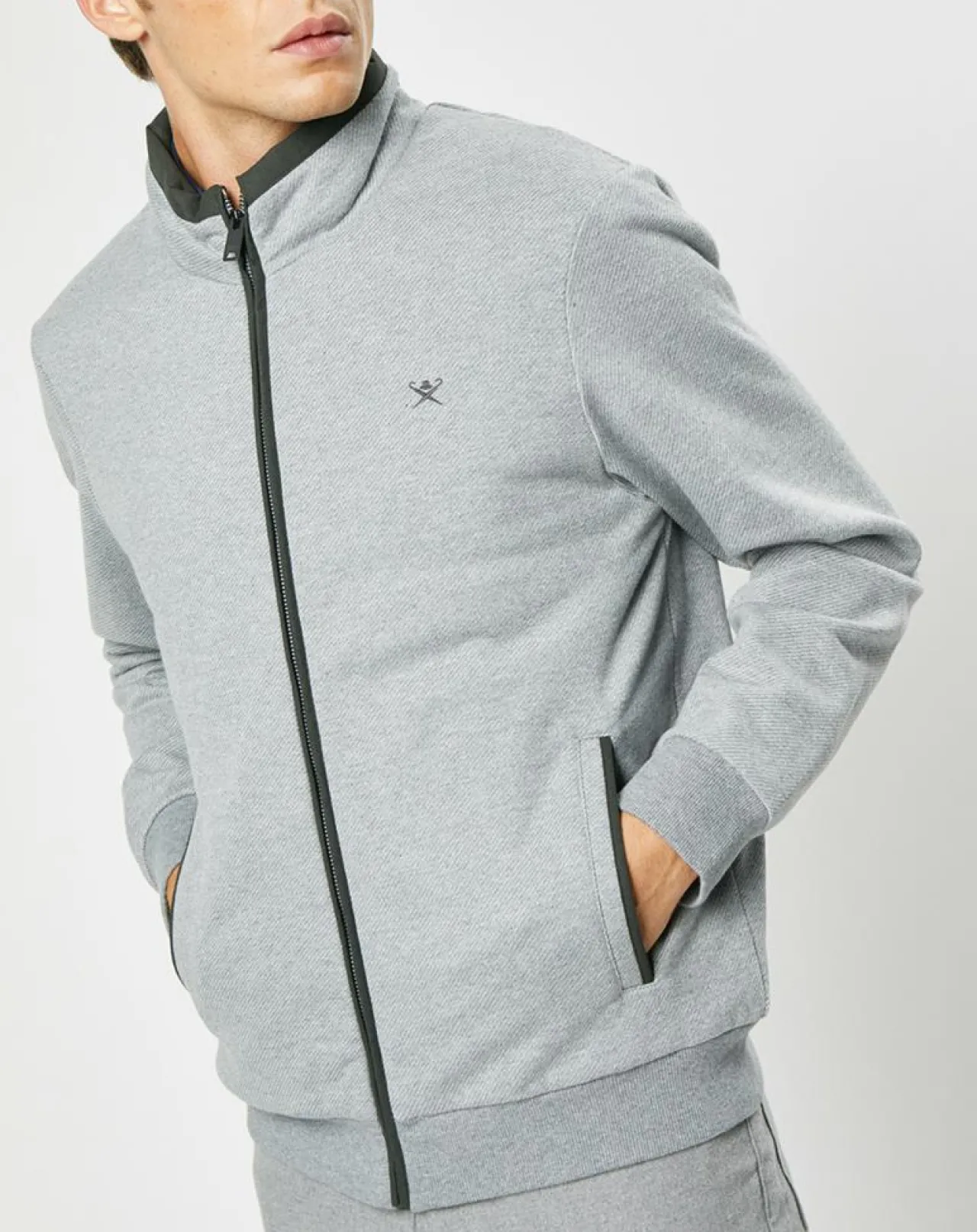 Blouson bi-matière gris clair