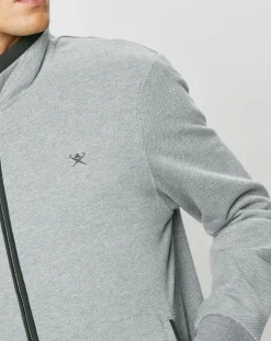 Blouson bi-matière gris clair