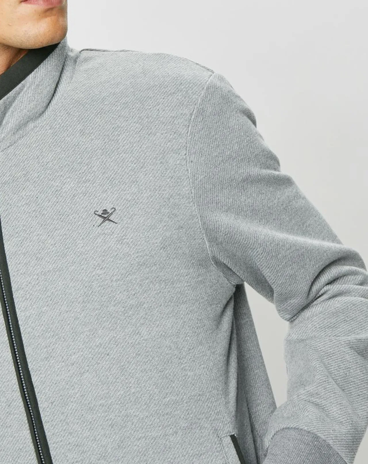 Blouson bi-matière gris clair