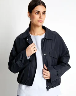Blouson Court Zippé bleu marine