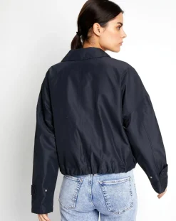 Blouson Court Zippé bleu marine
