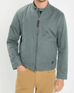 Blouson en coton & lin kaki