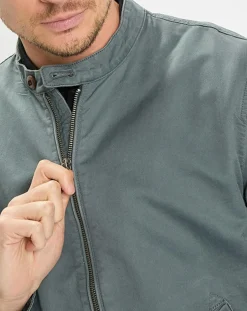 Blouson en coton & lin kaki