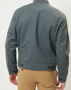 Blouson en coton & lin kaki