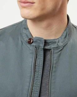 Blouson en coton & lin kaki