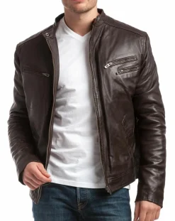 Blouson en Cuir Alessandro marron