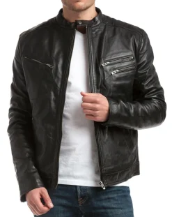 Blouson en Cuir Alessandro noir