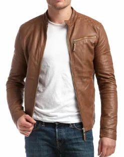Blouson en Cuir Ben cognac