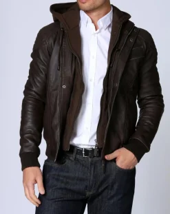 Blouson en Cuir Luigi marron