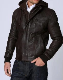 Blouson en Cuir Luigi marron