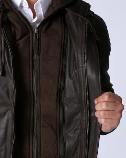 Blouson en Cuir Luigi marron