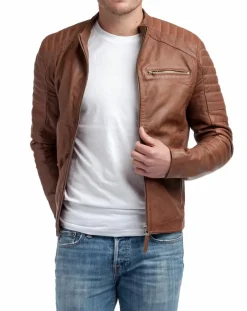 Blouson en Cuir Manuel cognac