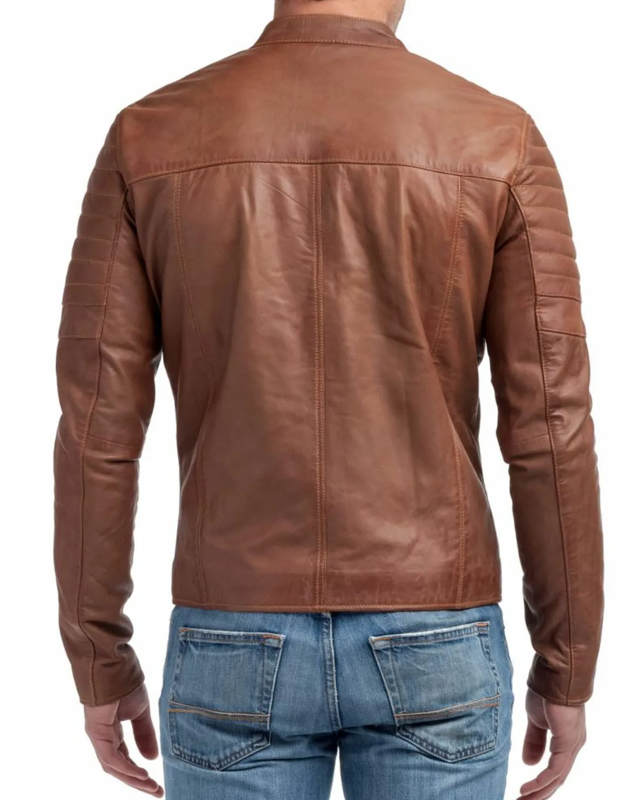 Blouson en Cuir Manuel cognac