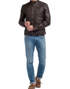 Blouson en Cuir Manuel marron