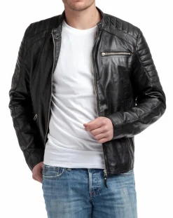 Blouson en Cuir Manuel noir