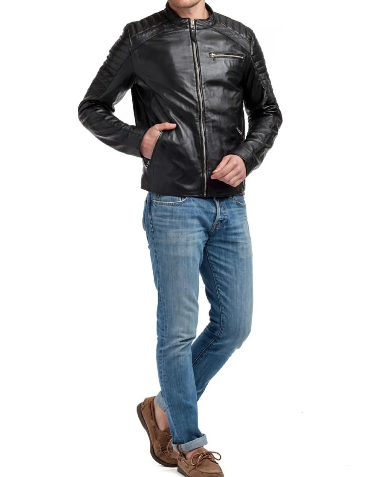 Blouson en Cuir Manuel noir