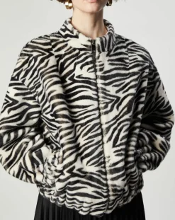 Blouson en Fausse Fourrure Comma zèbre blanc/noir