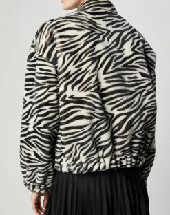 Blouson en Fausse Fourrure Comma zèbre blanc/noir