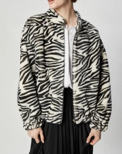 Blouson en Fausse Fourrure Comma zèbre blanc/noir