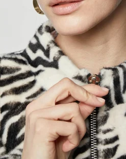 Blouson en Fausse Fourrure Comma zèbre blanc/noir