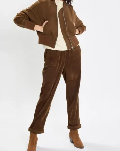 Blouson en Laine mélangée Cropped marron