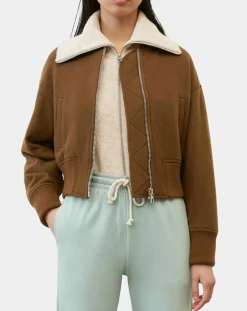 Blouson en Laine mélangée Cropped marron