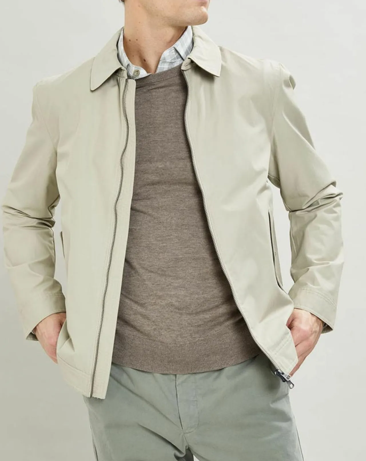 Blouson en toile unie beige