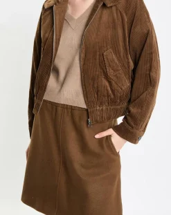 Blouson en Velours côtelé marron