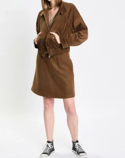 Blouson en Velours côtelé marron