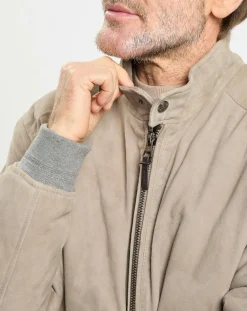 Blouson en Velours de Cuir beige