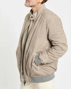 Blouson en Velours de Cuir beige