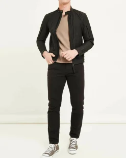 Blouson Motard Nylon noir